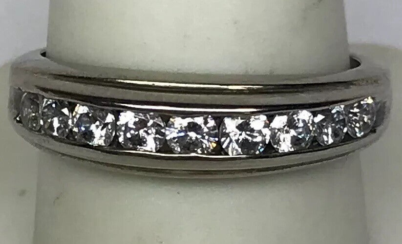 Unisex Sterling Silver 925 Cubic Zirconia Wedding Bridal Anniversary Band Ring