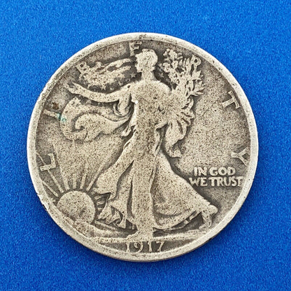 1917 S Reverse Silver Walking Liberty Half Dollar 50c Better Key San Fran Coin