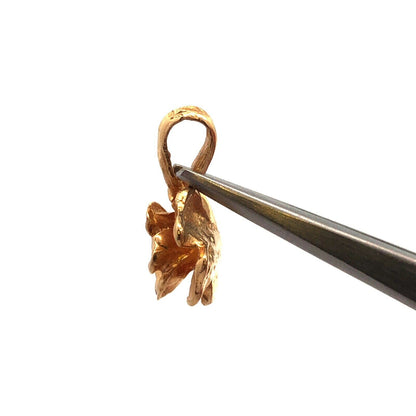 Vintage 14K Yellow Gold Ruby Rose Flower Petite Charm Pendant