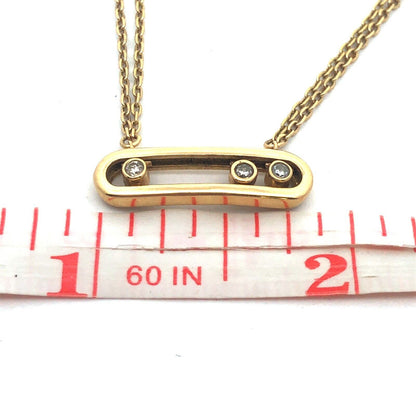Designer Pacha 18K Yellow Gold Diamond Bar Double Oval Link Chain Necklace