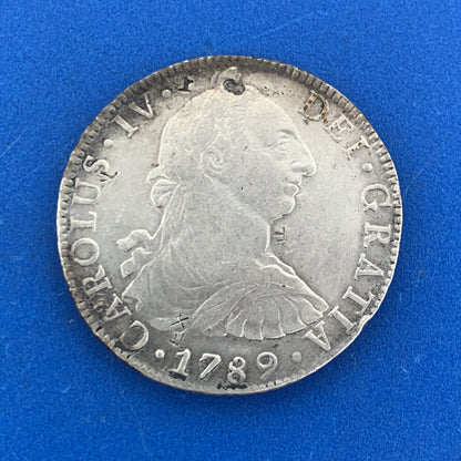 1789 Mo Mexico City 8 Reales F.M. Carolus IV DEI Gratia .903 Chop Marks Coin