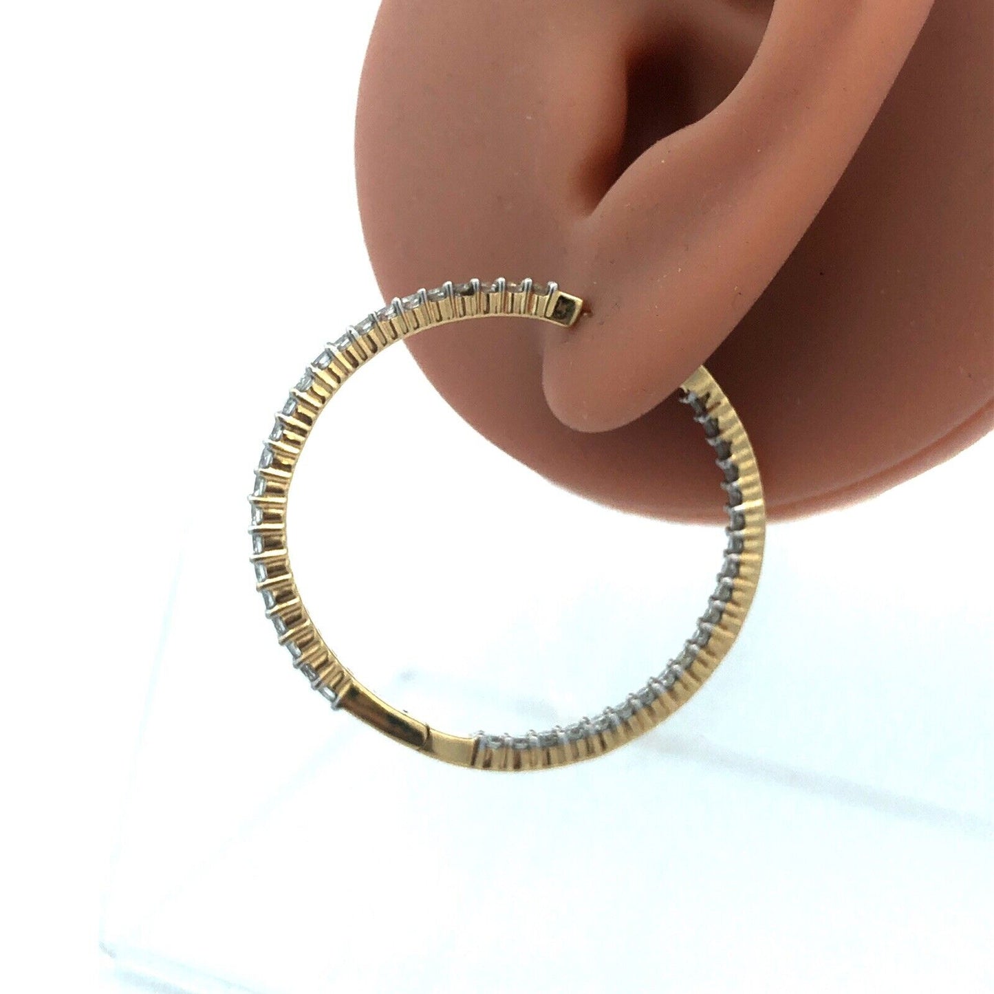 Designer IKS 14K Yellow Gold Diamond Inside Out Statement Hoop Earrings