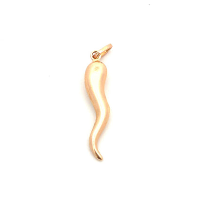 14K Yellow Gold Italian Horn Charm Pendant