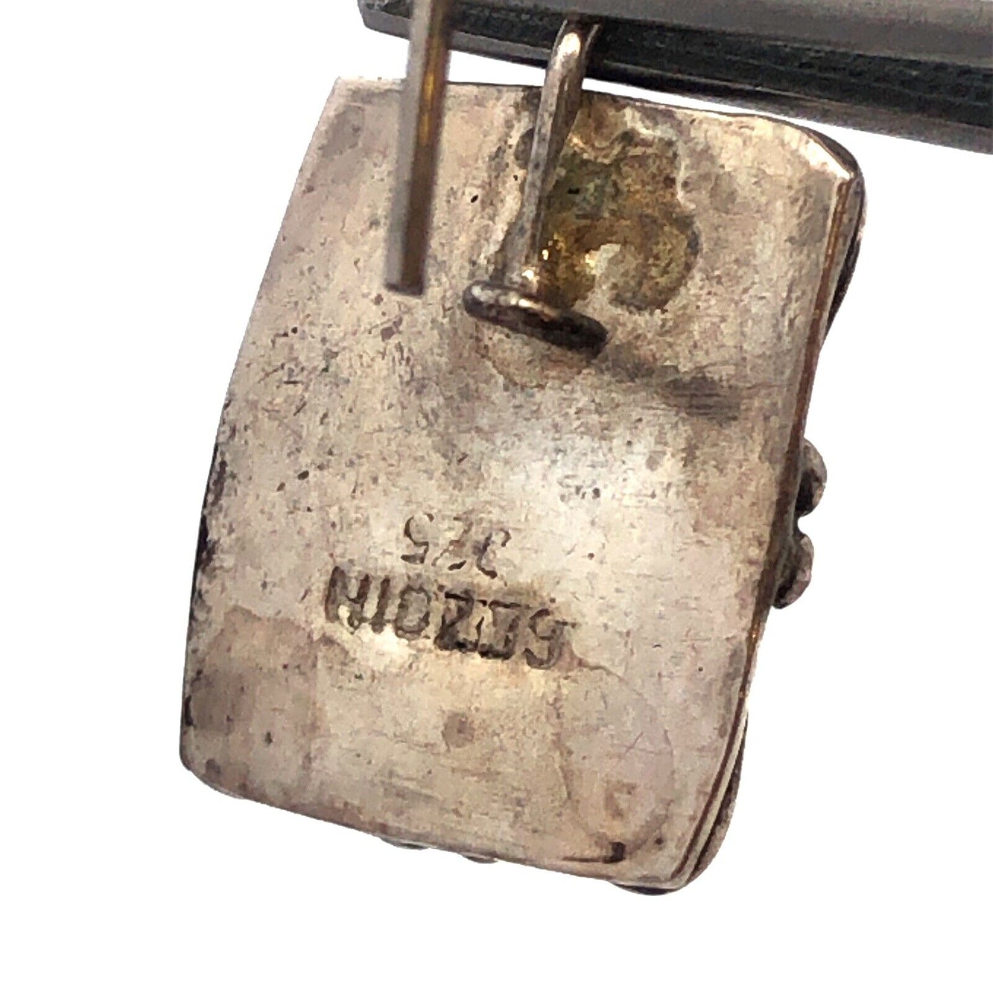 Designer Sterling Silver Oval Purple Cat Eye Cabochon Rectangle Hook Earrings