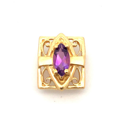Designer 10K Yellow Gold Amethyst February Anniversary Slide Bracelet Charm