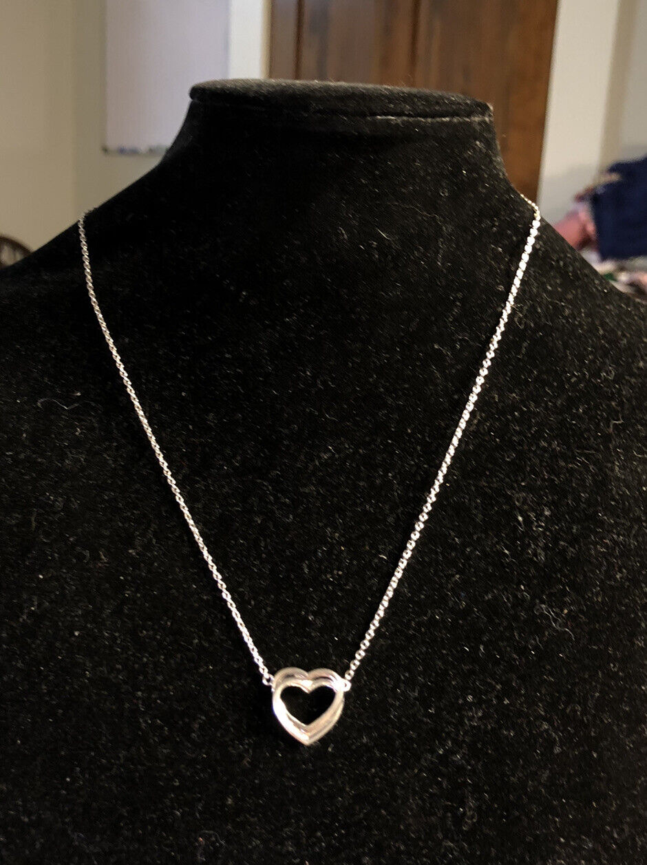 Designer FZN 925 Sterling Silver Entwined Double Heart Pendant Necklace