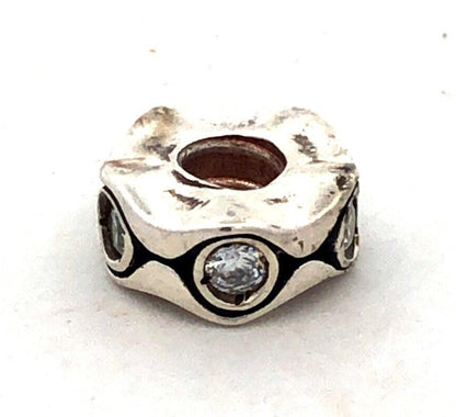CHAMILIA Sterling Silver Round Cubic Zirconia CZ Retro Wave Slide Bracelet Charm