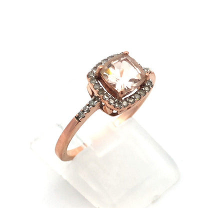 Zales Designer 10K Rose Gold Cushion Cut Morganite Diamond Halo Engagement Ring