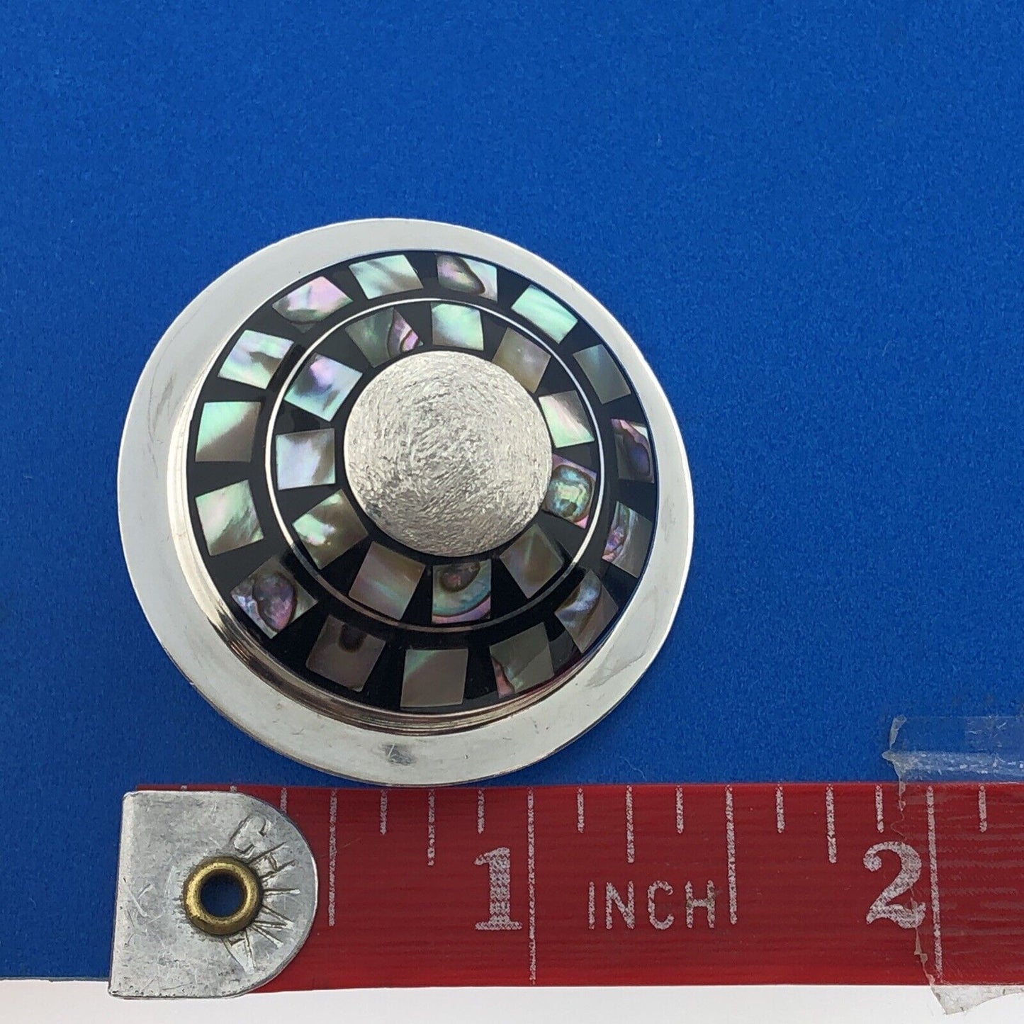 Dominique Dinouart DDD Mexico 925 Sterling Silver Abalone Onyx Inlay Pendant