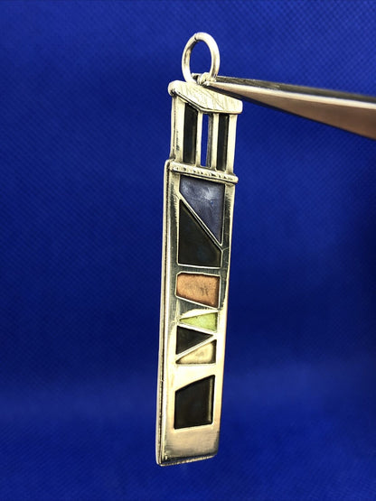 Artist Carly Wright 925 Sterling Silver Multi-Color Enamel Pendant