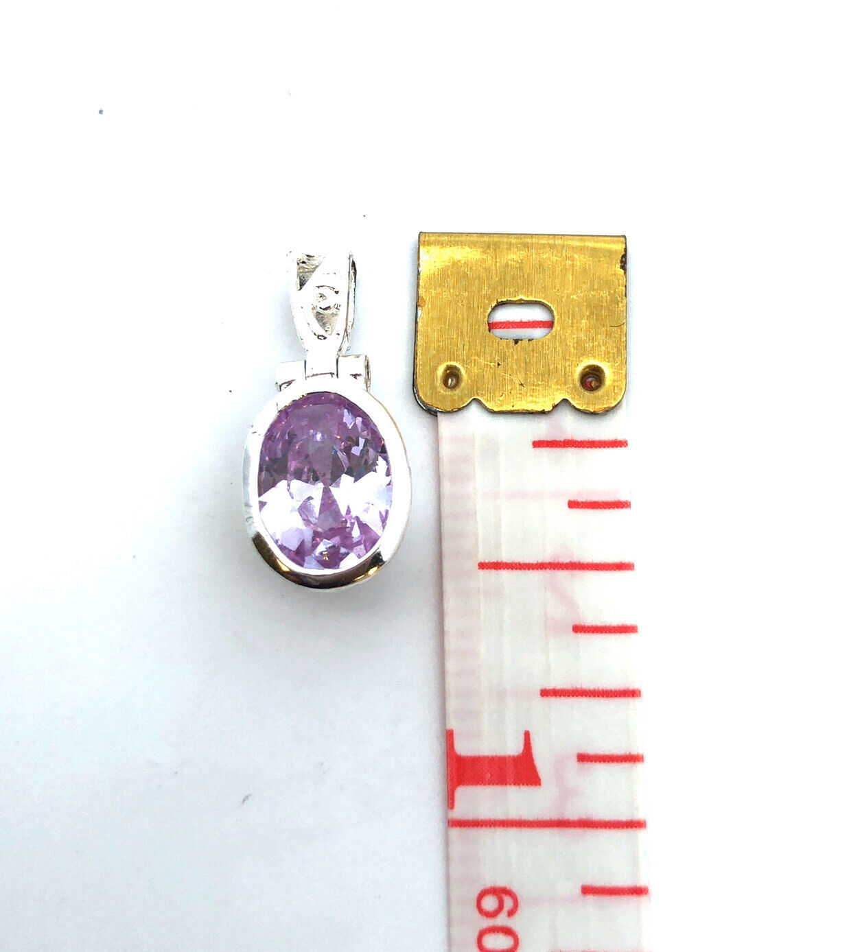 Designer 925 Sterling Silver Oval Purple Cubic Zirconia Small Filigree Pendant