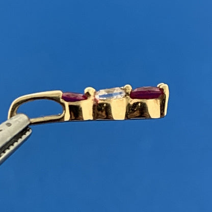 Vintage 10K Yellow Gold Pink Spinel White Cubic Zirconia Charm Pendant