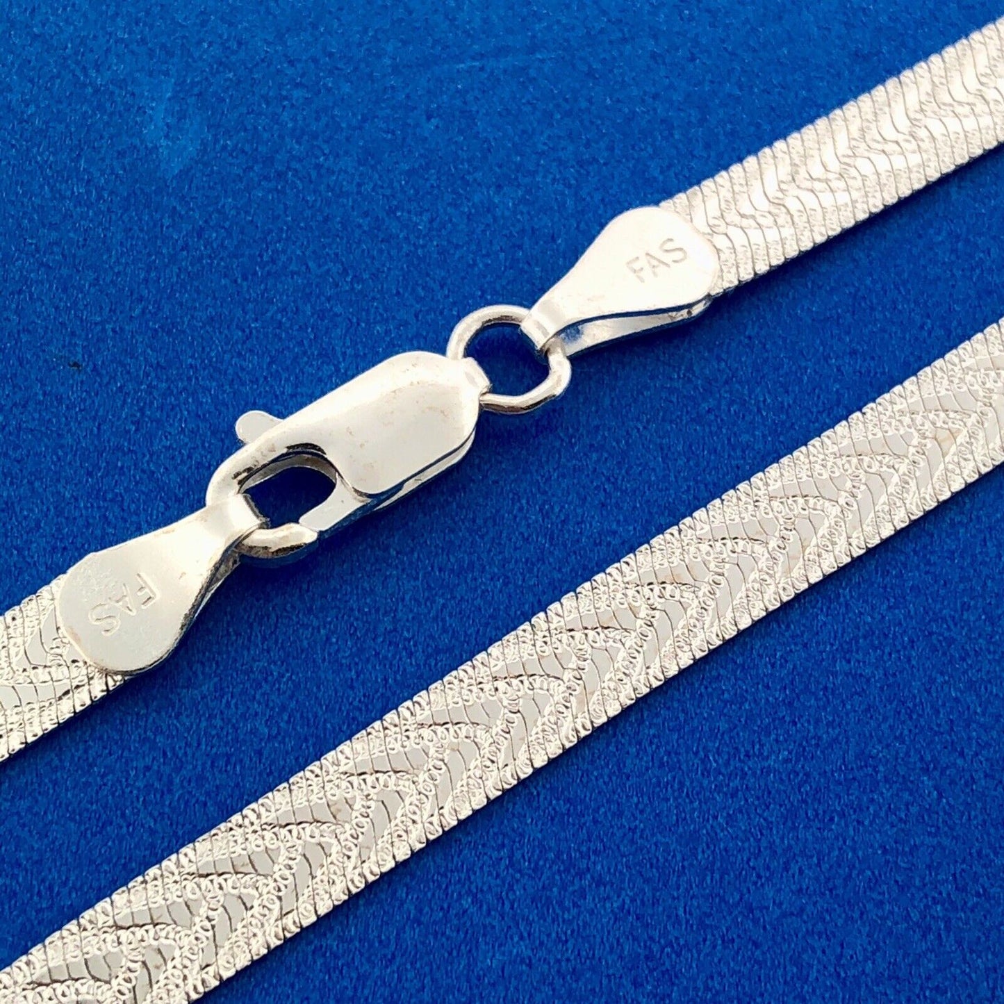 Vintage FAS Italy 925 Sterling Silver Polished Florentine Etched Chain Necklace