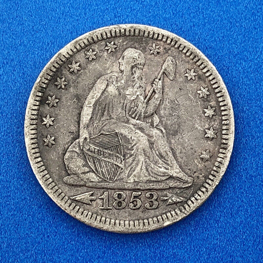 1853 P Seated Liberty Silver Quarter Dollar 25c Type 2 Better One Year Type Coin
