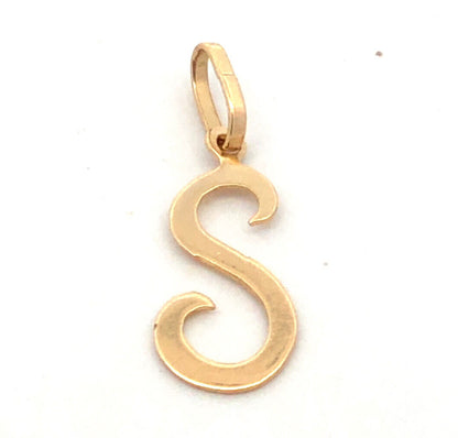 Estate 14K Yellow Gold Polished Letter Initial S Charm Pendant