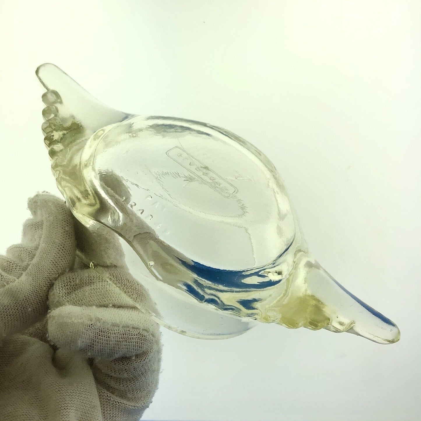 Mid Century Glass Bake Patent 124842 Clear Glass Stuffed Crab Mold Dish