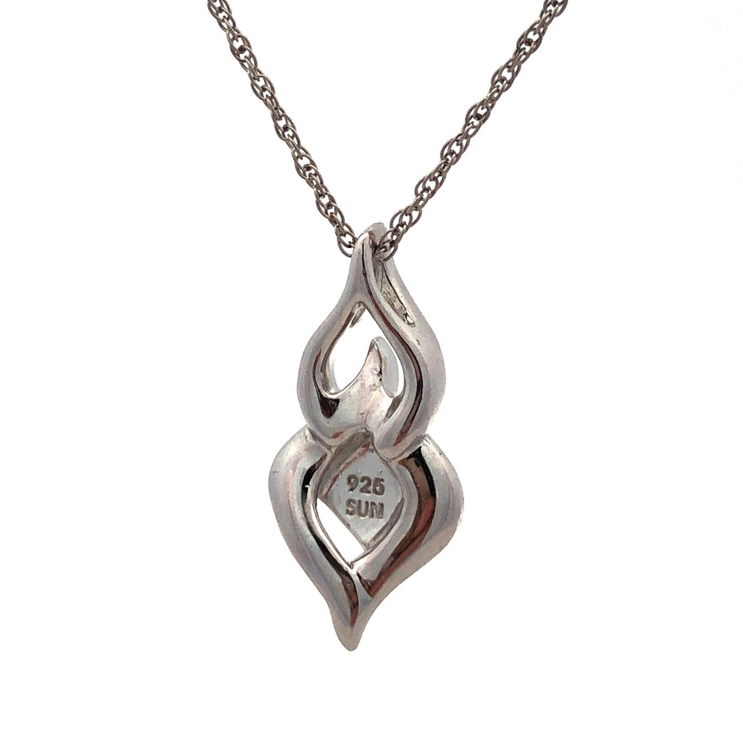 Designer SUN Sterling Silver Black White Diamond Infinity Anniversary Necklace