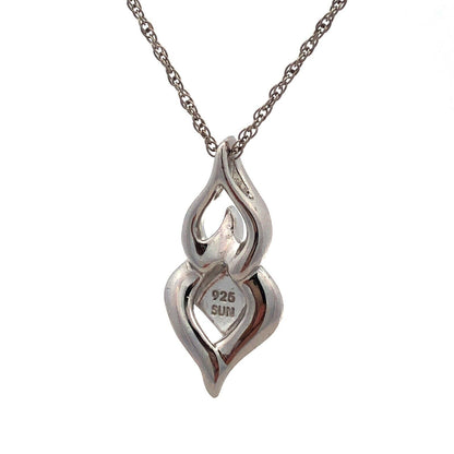 Designer SUN Sterling Silver Black White Diamond Infinity Anniversary Necklace