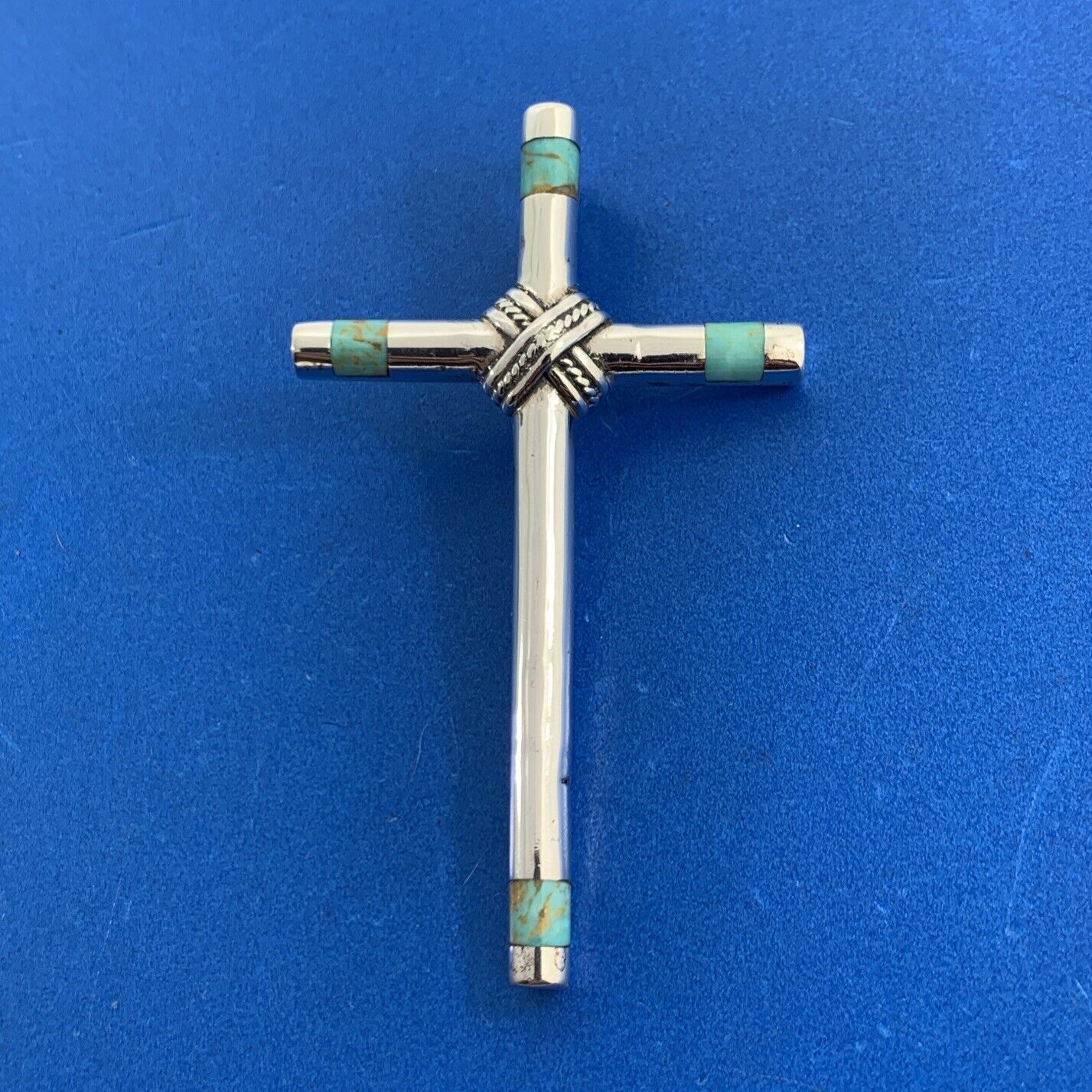Silver Cloud Co 925 Sterling Silver Turquoise Inlay Statement Cross Pendant