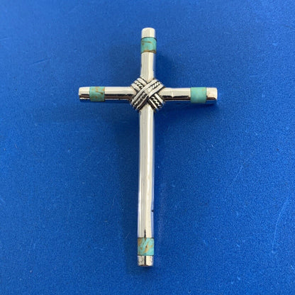 Silver Cloud Co 925 Sterling Silver Turquoise Inlay Statement Cross Pendant