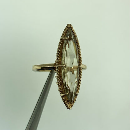 Esemco 10K Yellow Gold Marquise Prasiolite/Green Amethyst Statement Ring