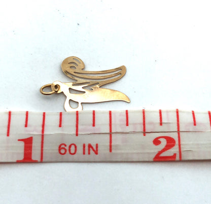Designer 14K Yellow Gold Script Initial W Monogram Alphabet Charm Pendant