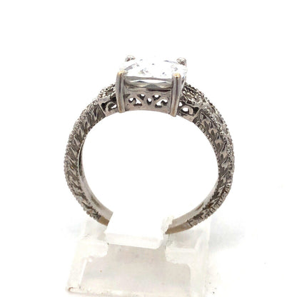 Designer 14K White Gold Cubic Zirconia CZ Engagement Wedding Bridal Ring