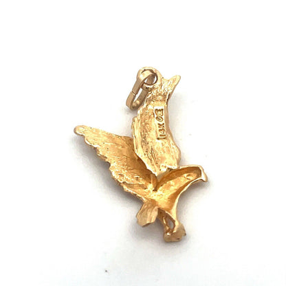 Designer 14K Yellow Gold Flying Eagle United States Patriotic Charm Pendant