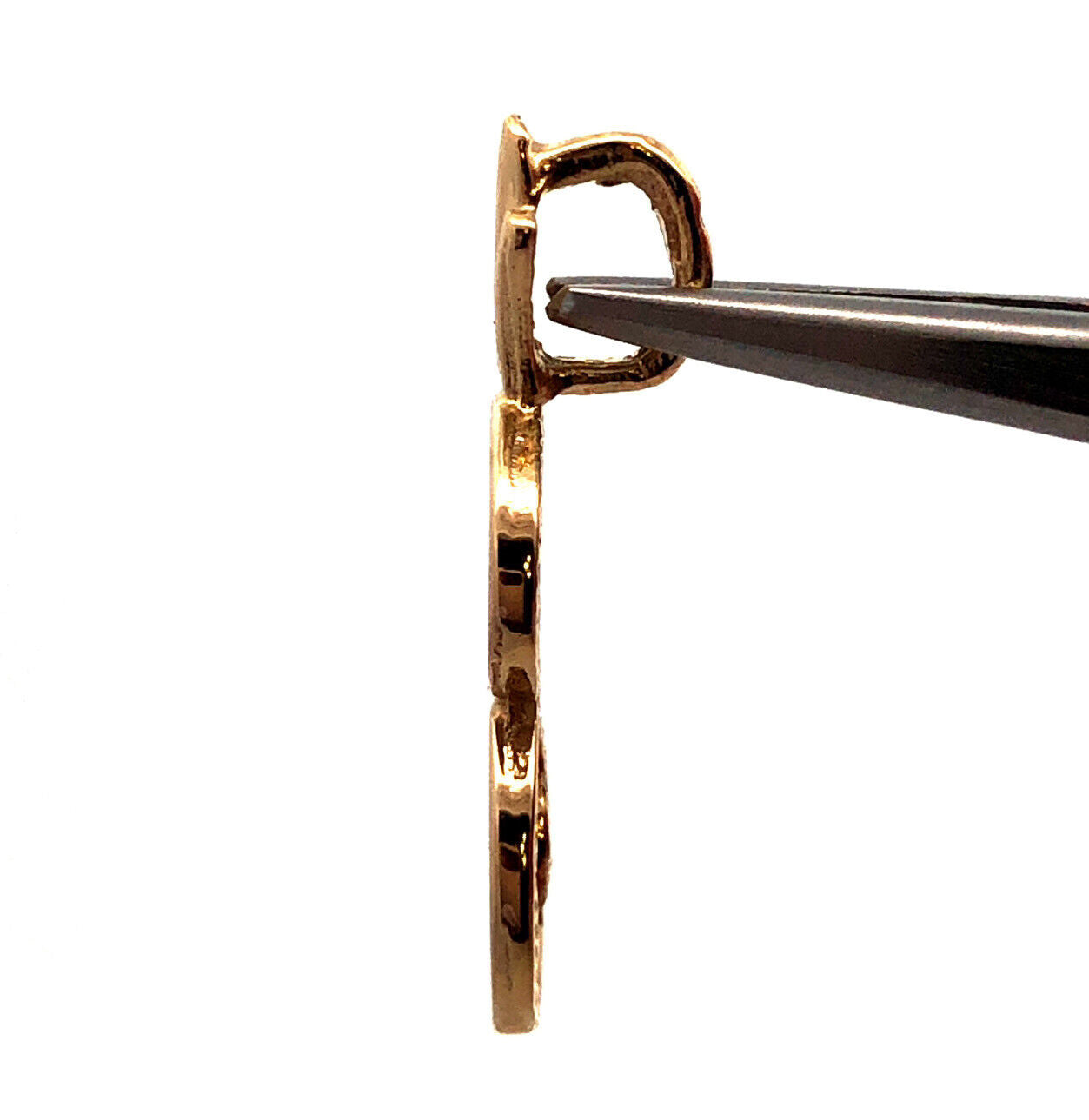 Designer 14K Yellow Gold Script Initial Letter Monogram C Charm Pendant