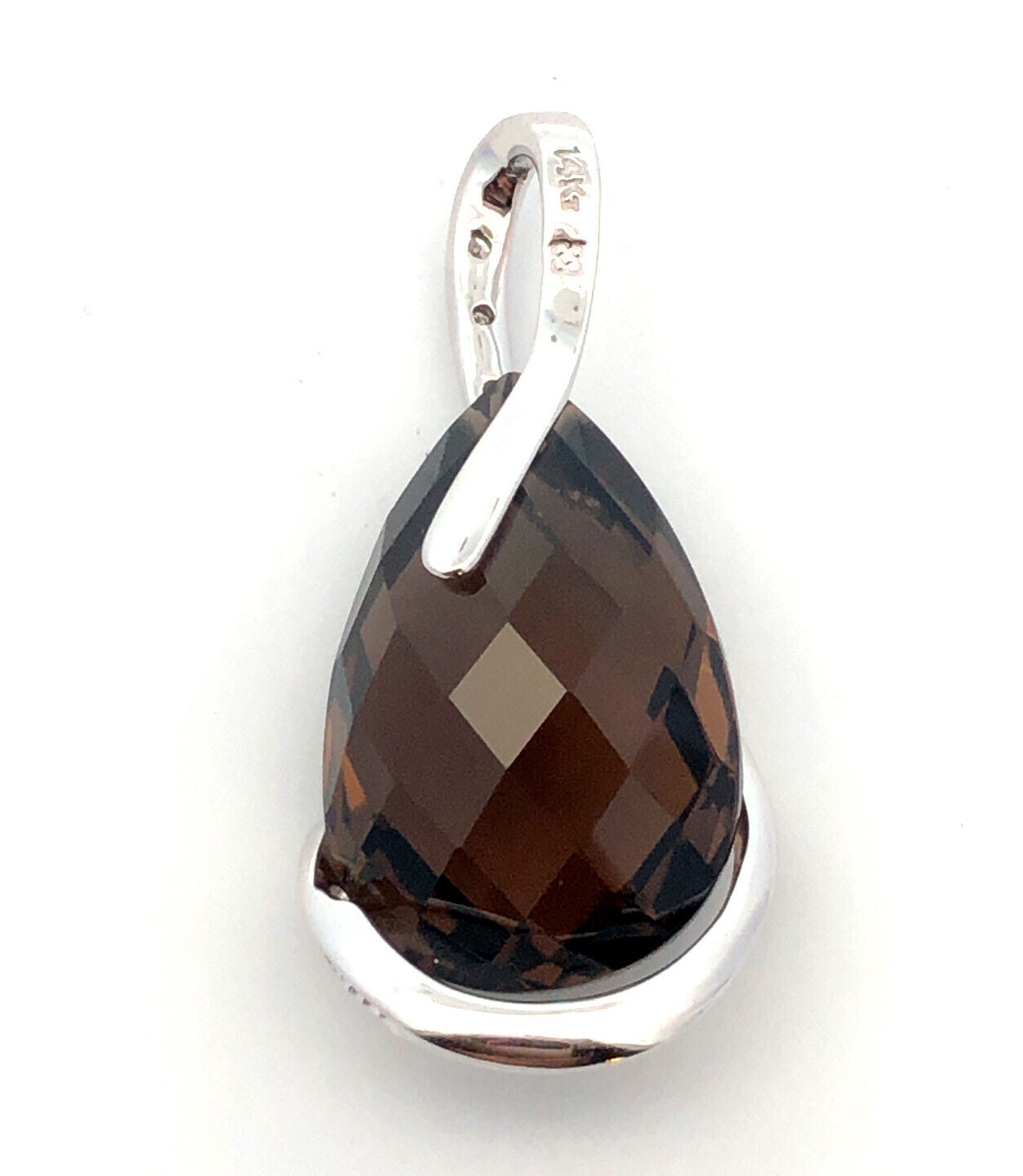 Designer 14K Yellow Gold Quartz Diamond Accented Pendant