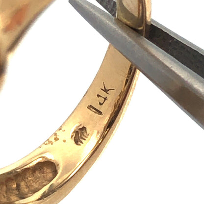 Estate 14K Yellow Gold Black Pearl Diamond Accented Statement Cocktail Ring