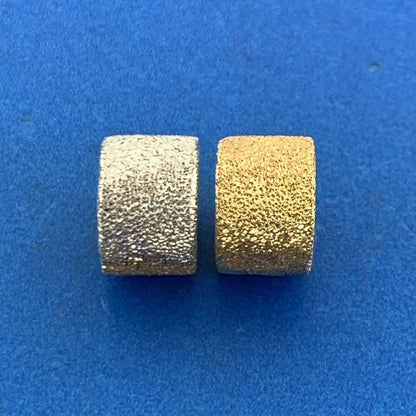 Designer 18K Yellow White Gold Brilliant Textured Huggy Hoop Earrings