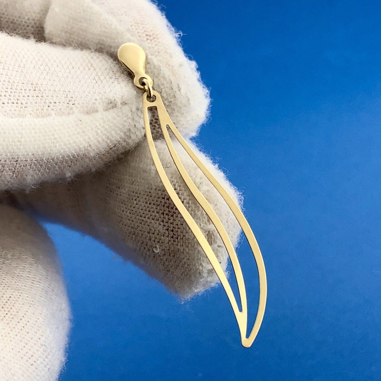 14k Yellow Gold Abstract Drop Earrings