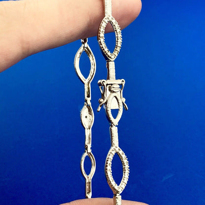 Designer 925 Sterling Silver Diamond Oval Illusion Link Tennis Bracelet
