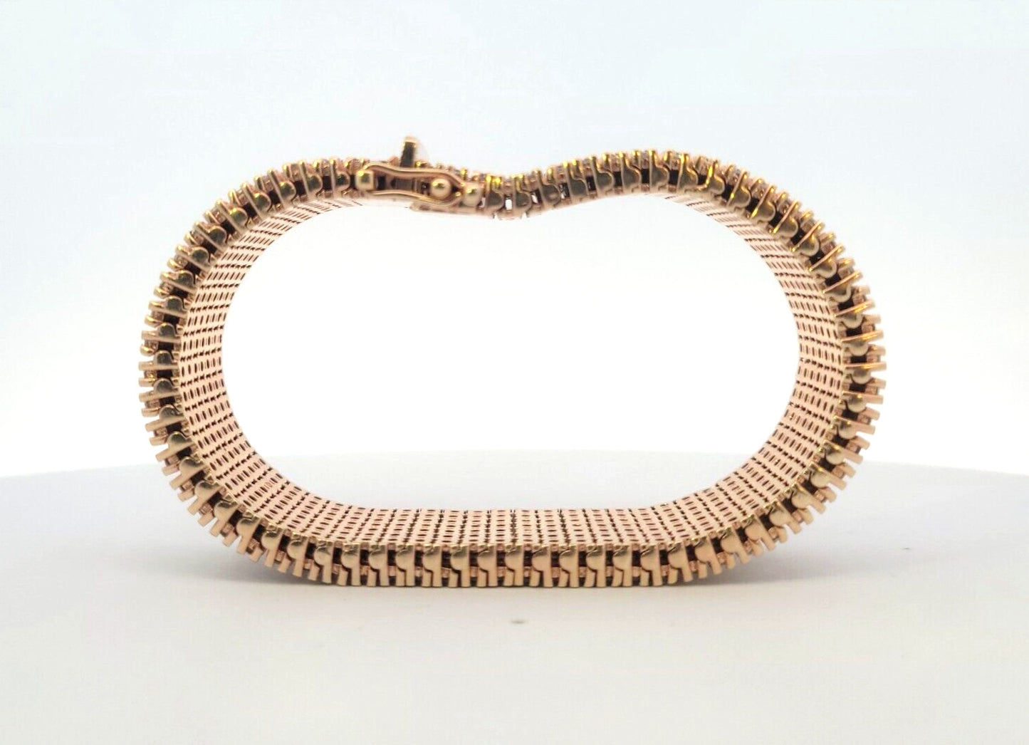 Women's 10K Rose Gold Seven Strand Round Diamond-Studded Wide Tennis Bracelet