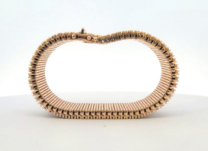 Women's 10K Rose Gold Seven Strand Round Diamond-Studded Wide Tennis Bracelet