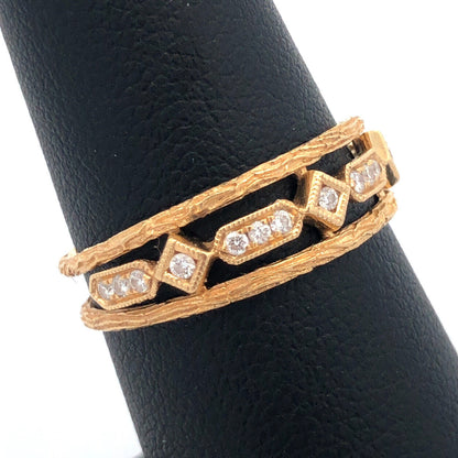 14K Yellow Gold Designer Diamond Wedding Anniversary Cocktail Band Ring