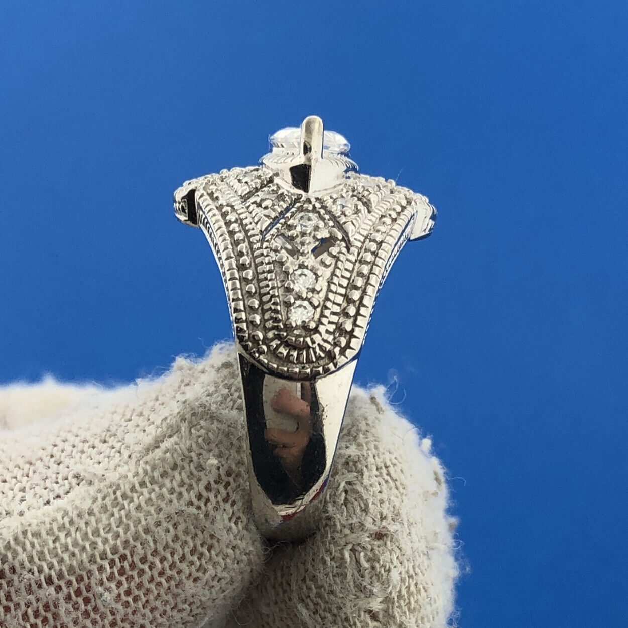 Stunning Sterling Silver 925 Sparkling Marquise Cut CZ Statement Ring Size 8