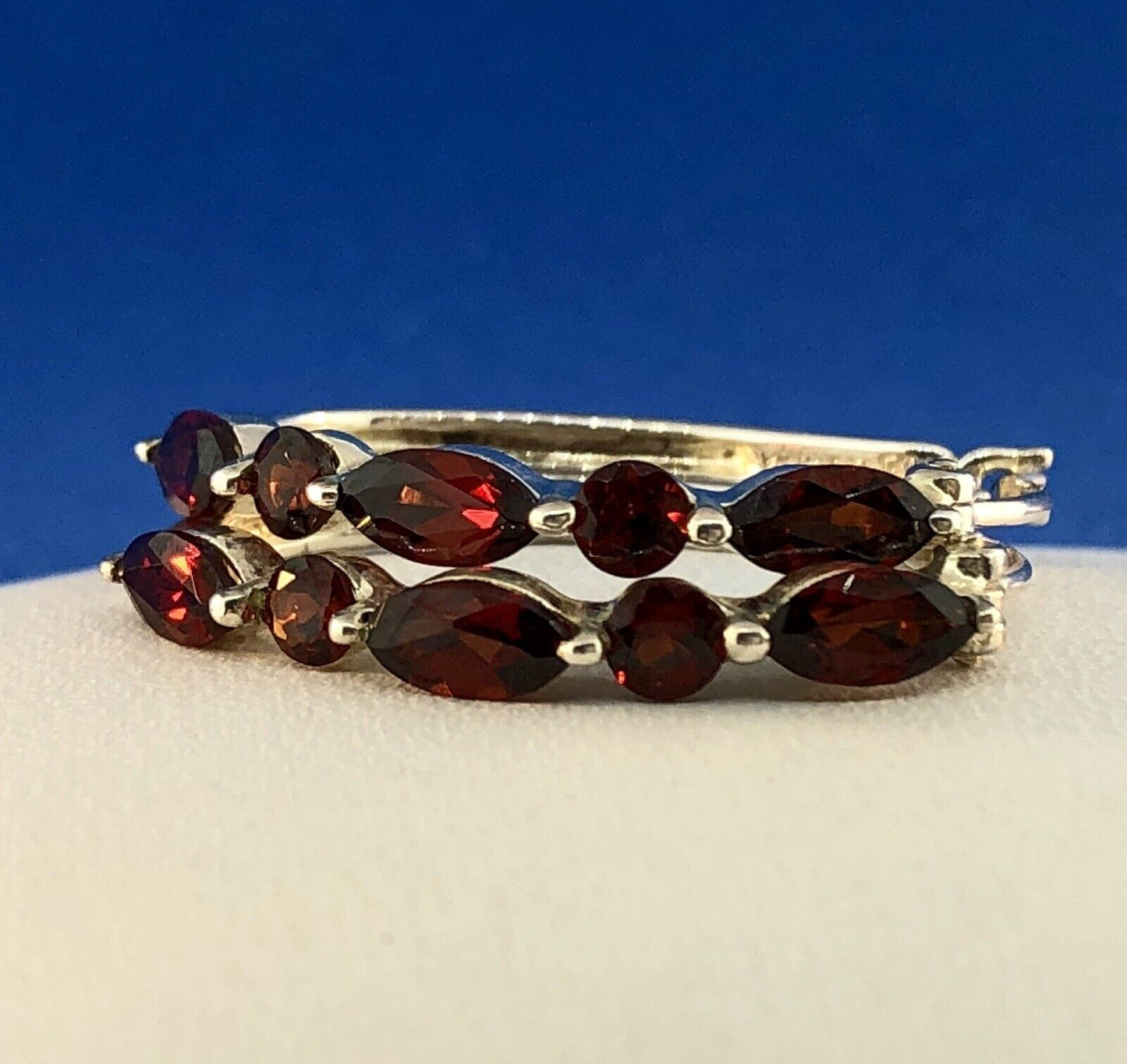 Designer Sterling Silver 925 Garnet January Anniversary Occasion Hoop Earrings