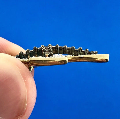 Designer 14K Yellow Gold White Champagne Diamond Statement Cross Pendant