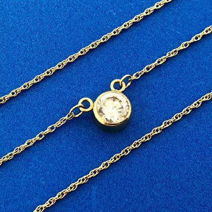 Designer 14K Yellow Gold Diamonique Cubic Zirconia CZ Anniversary Necklace