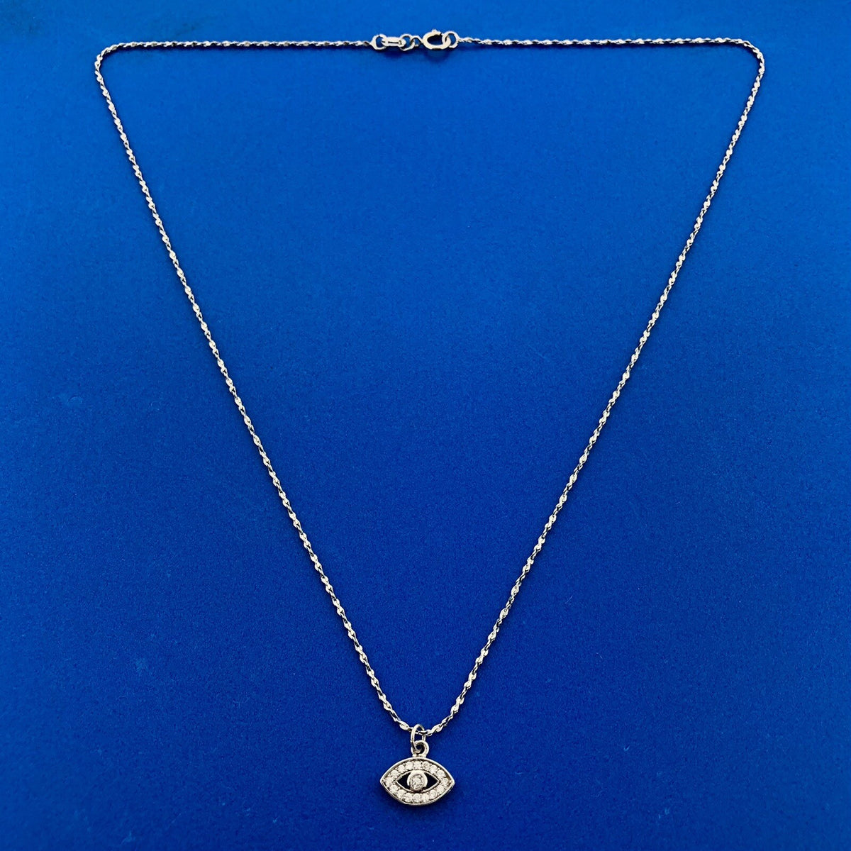 Designer Italy 925 Sterling Silver Diamond All Seeing Eye Pendant Necklace
