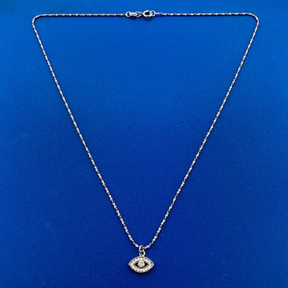 Designer Italy 925 Sterling Silver Diamond All Seeing Eye Pendant Necklace
