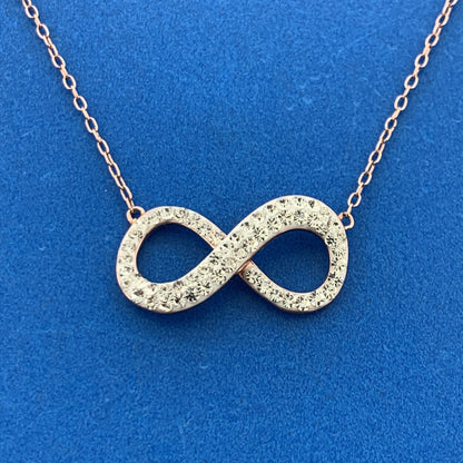 Jacmel Mauritius JCM 925 Rose Tone Sterling Silver CZ Eternity Infinity Necklace