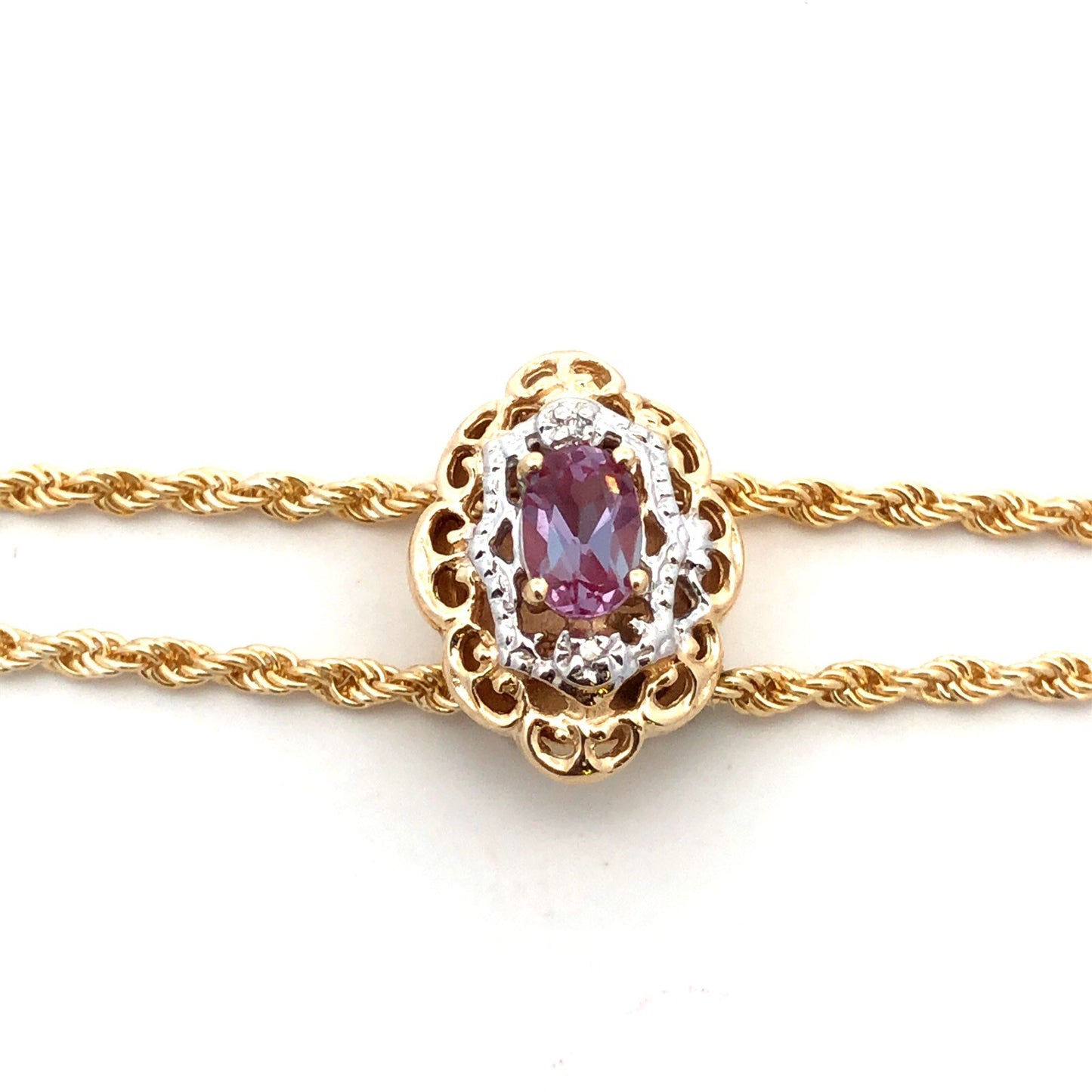 Richard Klein KLJCI 14K Yellow Gold Purple Topaz Diamond Double Strand Bracelet