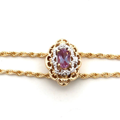 Richard Klein KLJCI 14K Yellow Gold Purple Topaz Diamond Double Strand Bracelet