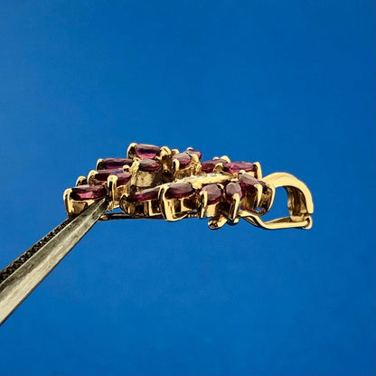 Gorgeous 14k Yellow Gold Marquise Cut Ruby Diamond Loving Open Heart Pendant