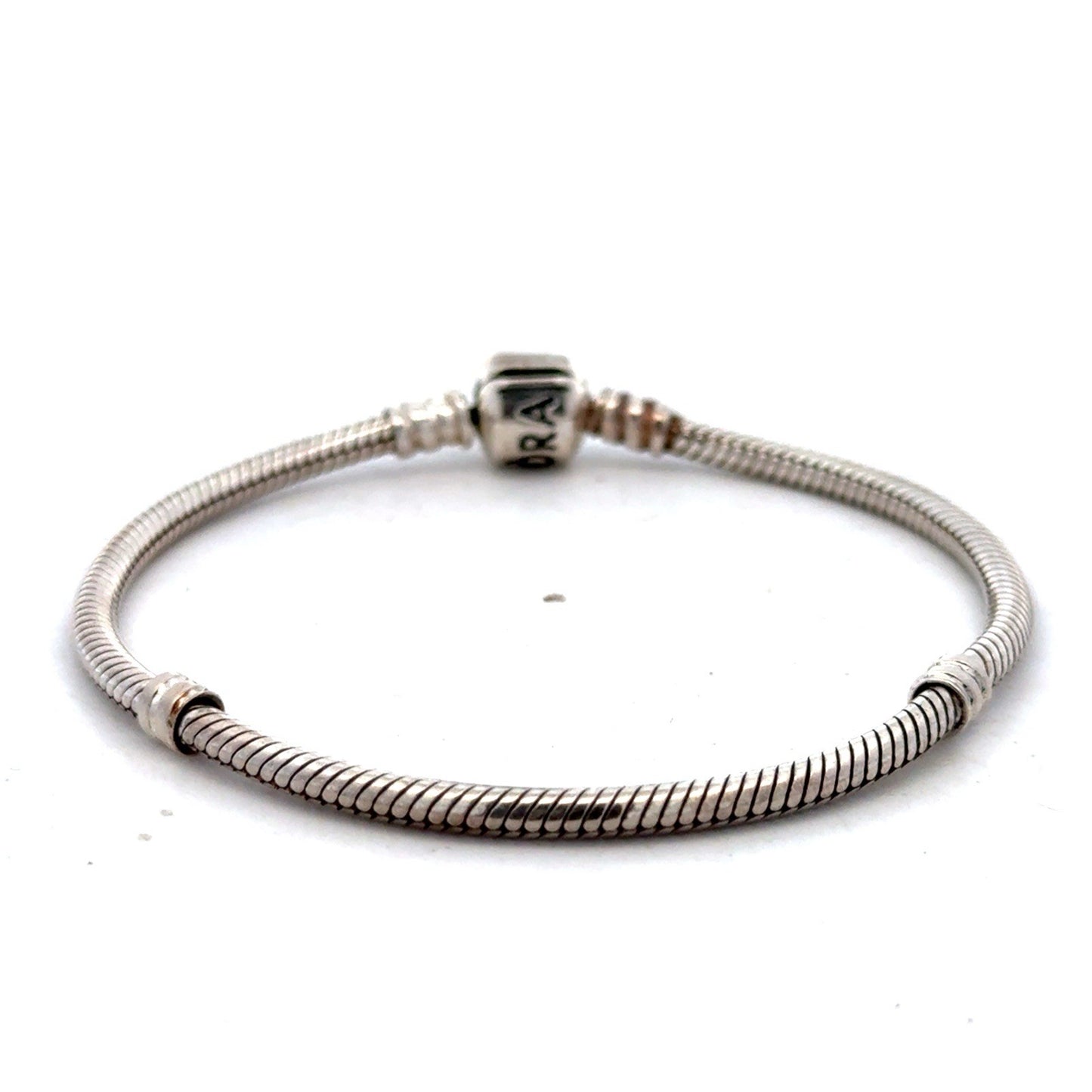 Designer PANDORA 925 Sterling Silver Snake Chain Charm 6.75 Inch Bracelet