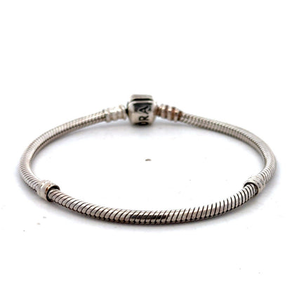 Designer PANDORA 925 Sterling Silver Snake Chain Charm 6.75 Inch Bracelet