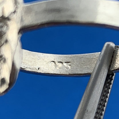 1980's 925 Sterling Silver Textured 3D Rose Flower Ring